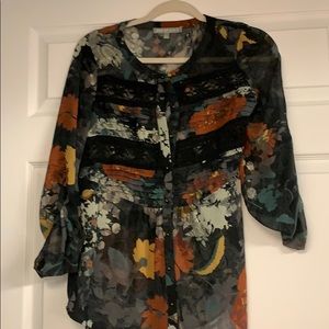 See through patterned blouse